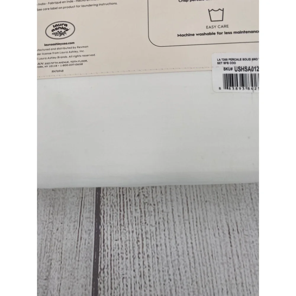 Laura Ashley Sheet Set Twin White Cotton Percale Solid 200TC Crisp Minimalist